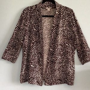 Laura Ashley brown/cream animal prnt cardigan-sz L